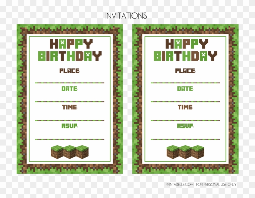 Download The Minecraft Free Party Printables Here - Minecraft Birthday Invitations #737153