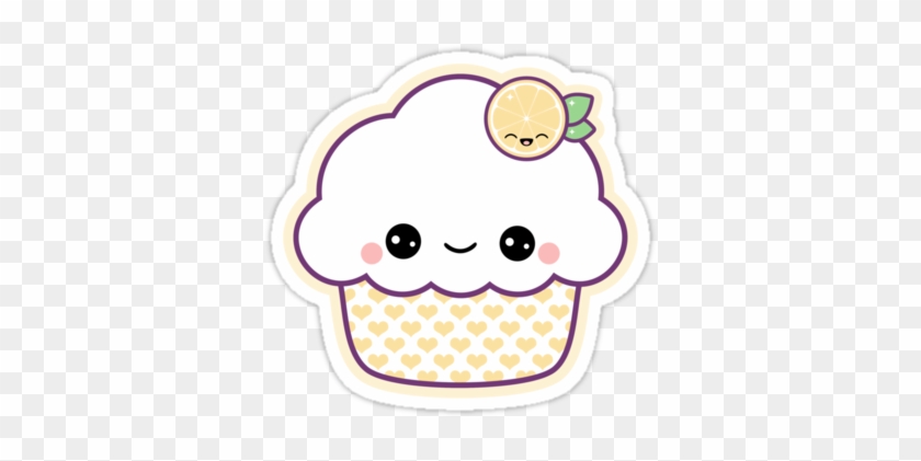 Super Kawaii Lemon Nom Nom Cupcake Stickers - Cute Sticker #737375