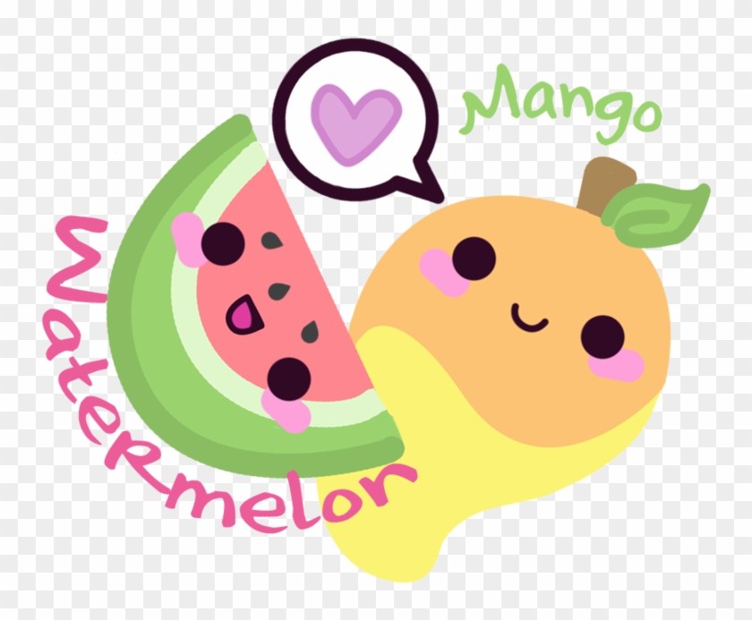 Watermelon Clipart Kawaii - Kawaii Watermelon And Mango #737519