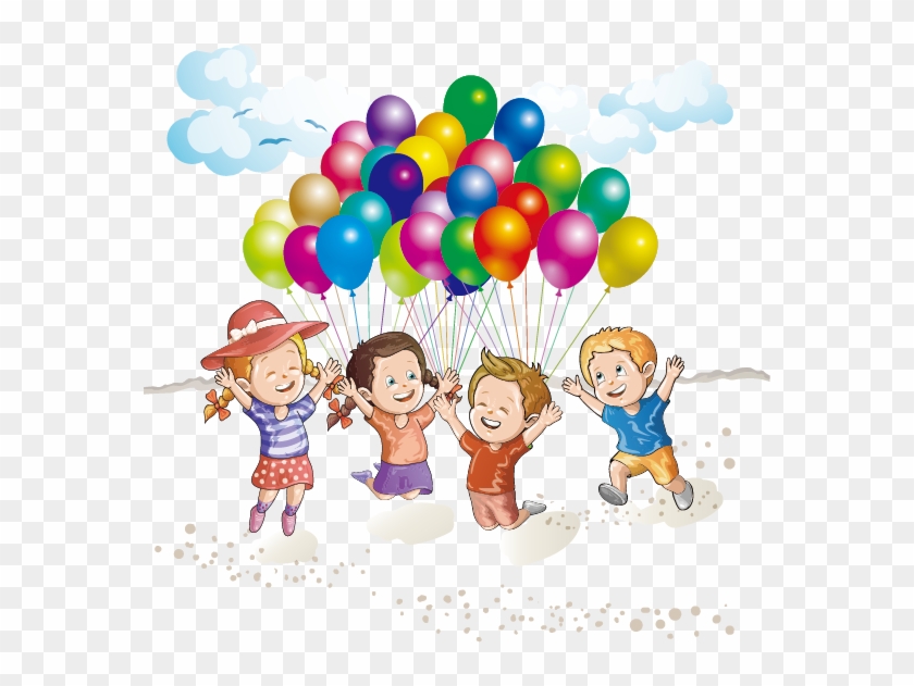 Drawing Clip Art - Children Playing With Balloons #737603