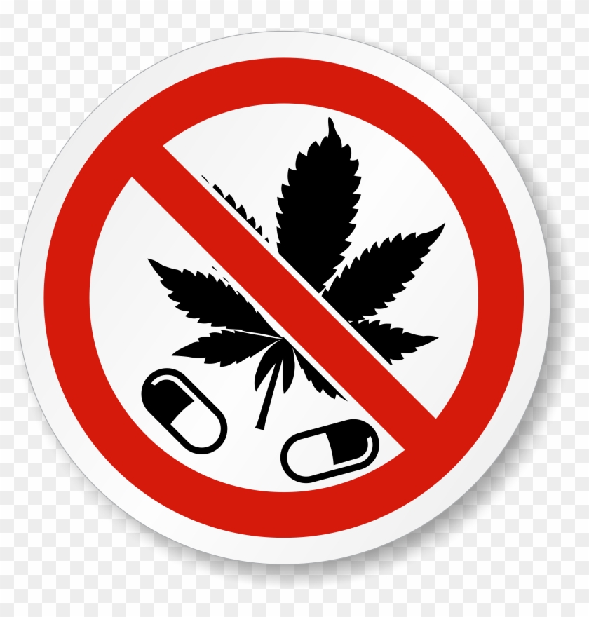 No Drugs Allowed Marijuana Leaf Iso Symbol Label - Gloucester Road Tube Station #738442