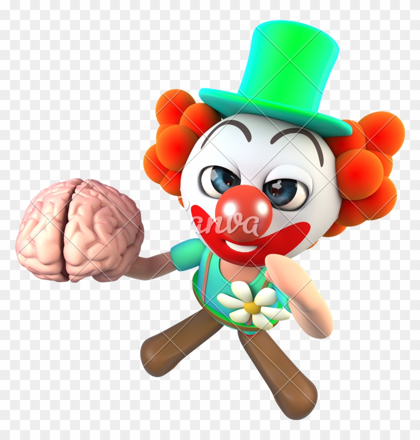 3d Funny Cartoon Crazy Clown Character Holding A Human - Cartoon #738700