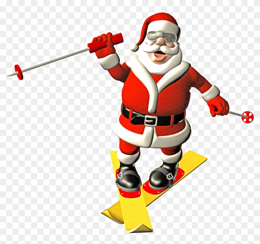 Santa Claus Skiing Illustration - Santa Claus Skiing Illustration #739164