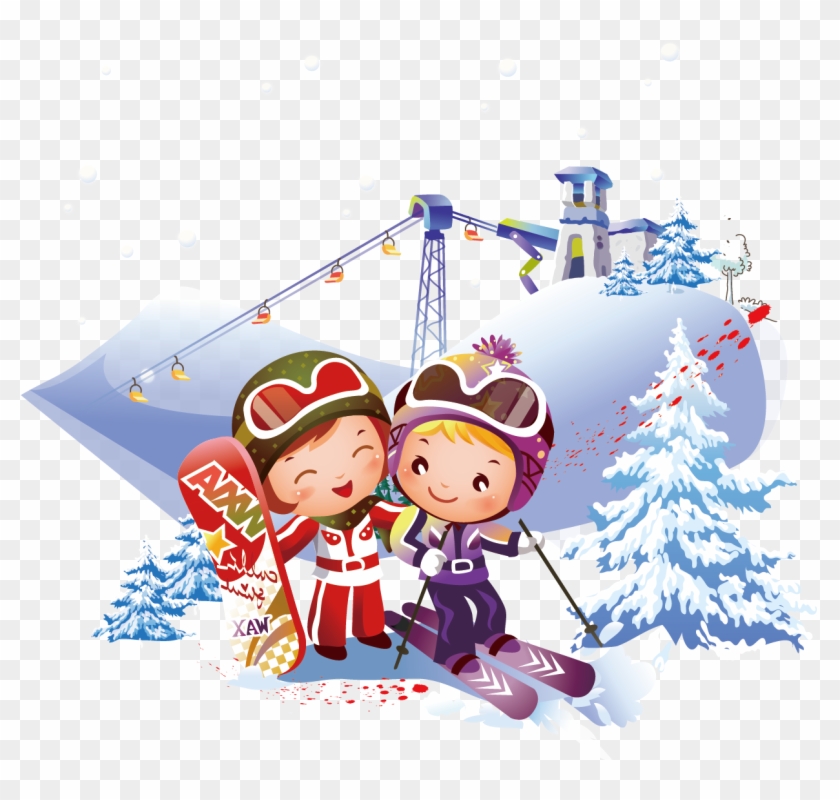 Child Skiing Illustration - Carolines Treasures Aph6388gf Christmas Santa Claus #739287