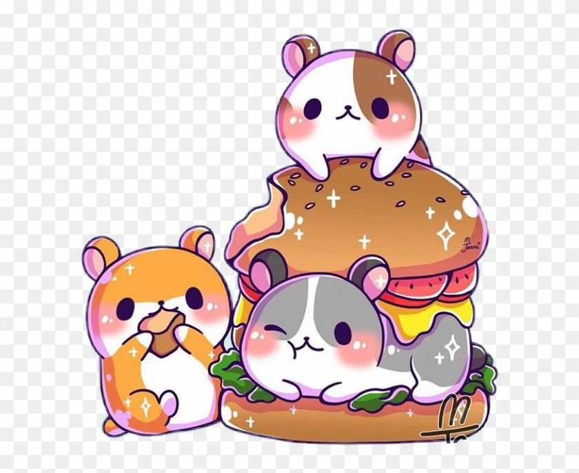 Kawaii Cute Hamburger Kawaiifood Hamster Hamsters Hamst - Chibi #739391