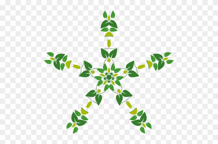 Snowflake Shaped Leafy Pattern Vector Drawing - Vector Graphics #739460