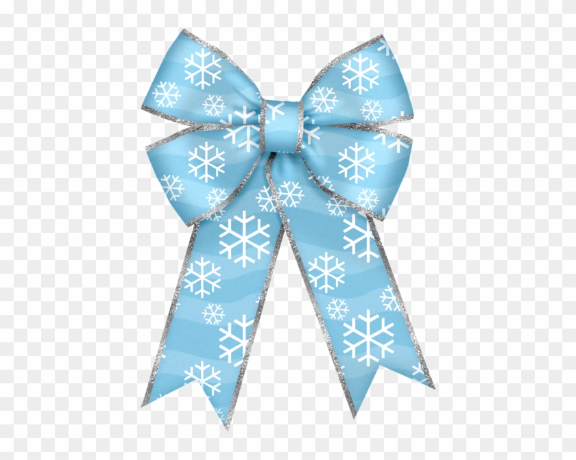 Christmas Blue Bow With Snowflakes Png Clipart - Blue Christmas Clip Art #739474