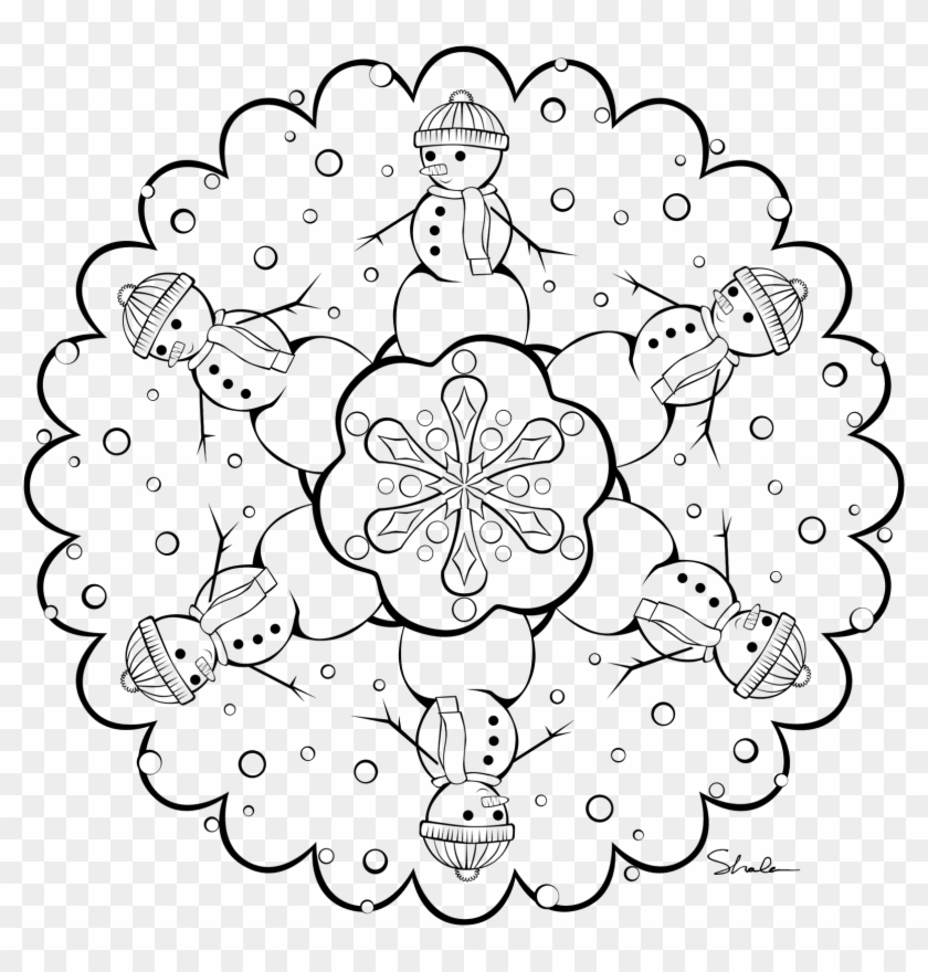 Winter Mandala Coloring Pages - Mandala Bonhomme De Neige #739567