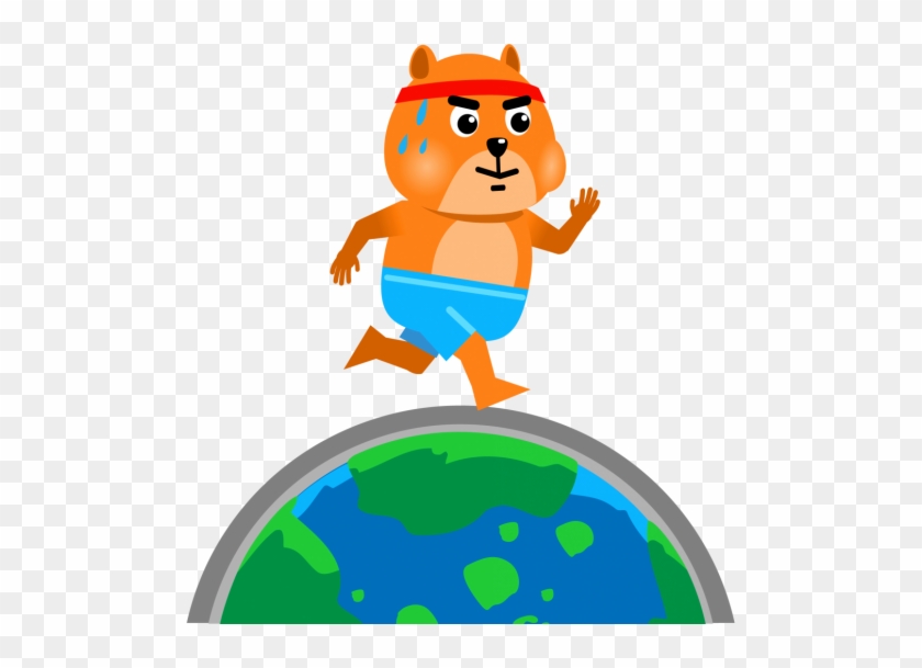 Hamster With Sweating Brow Running Around The World - Cartoon #739611