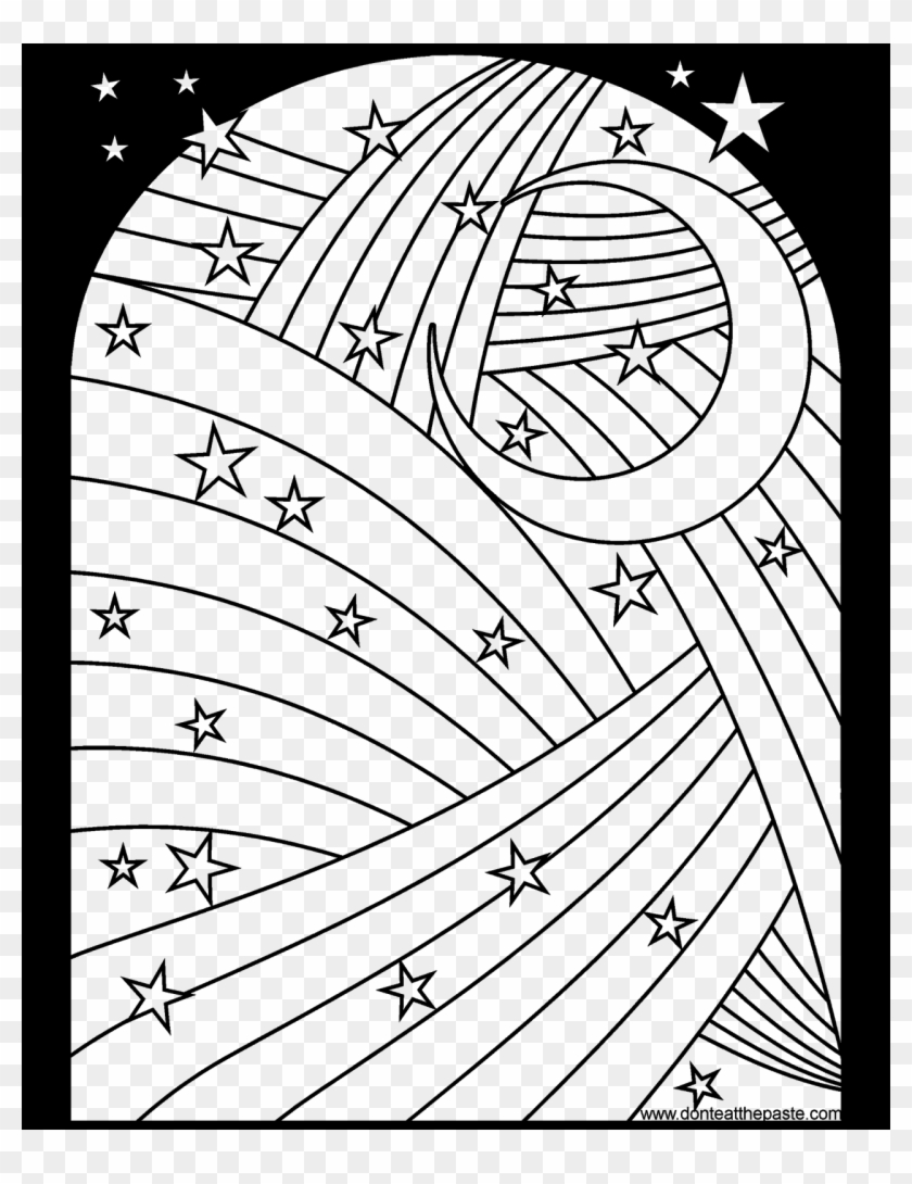 Rainbow, Moon And Stars Coloring Page- Available In - Star Coloring Pages For Adulys #739638
