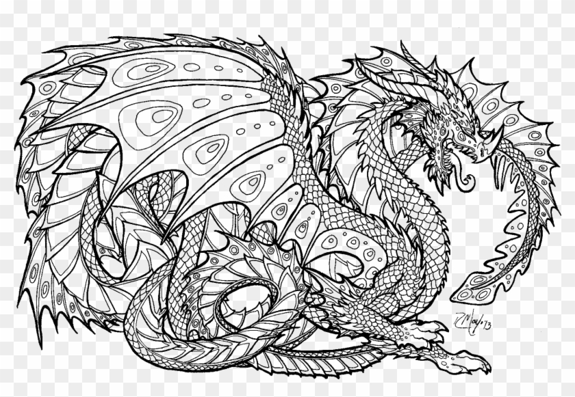 Unusual Dragon Images To Color Realistic Coloring Pages - Adult Coloring Pages Dragon #739649