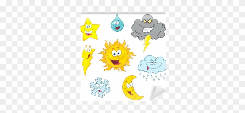Cartoon Weather Symbols Raster Collection Wall Mural - Weather Symbols #739886