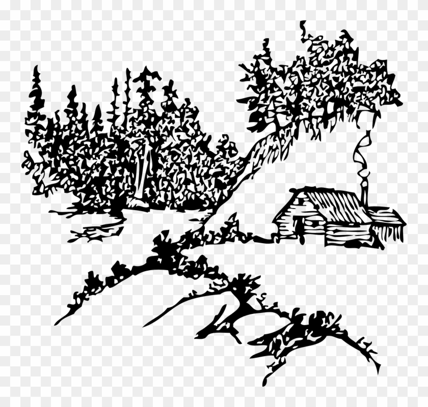 Rustic Winter Cliparts 23, Buy Clip Art - Cabin In The Woods Vector #740331