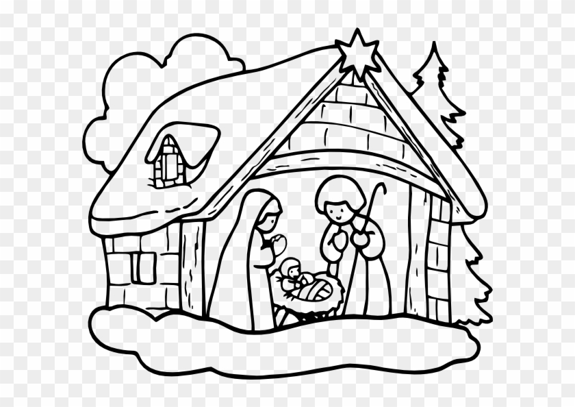 Black And White Winter Scene Clip Art Download - Nativity Clip Art Black And White #740393
