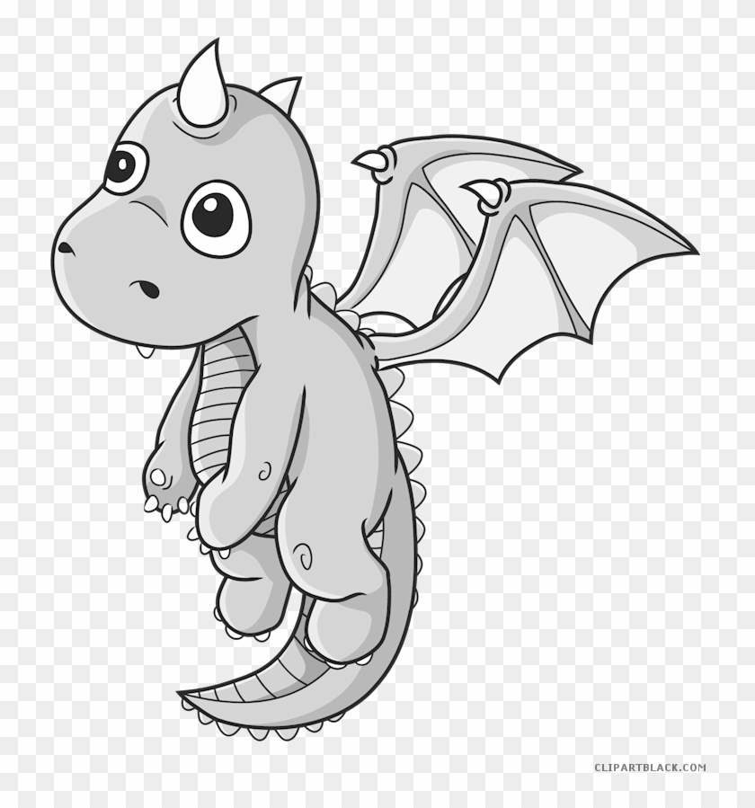 Dragon Animal Free Black White Clipart Images Clipartblack - Cartoon Dragon Clip Art #740498