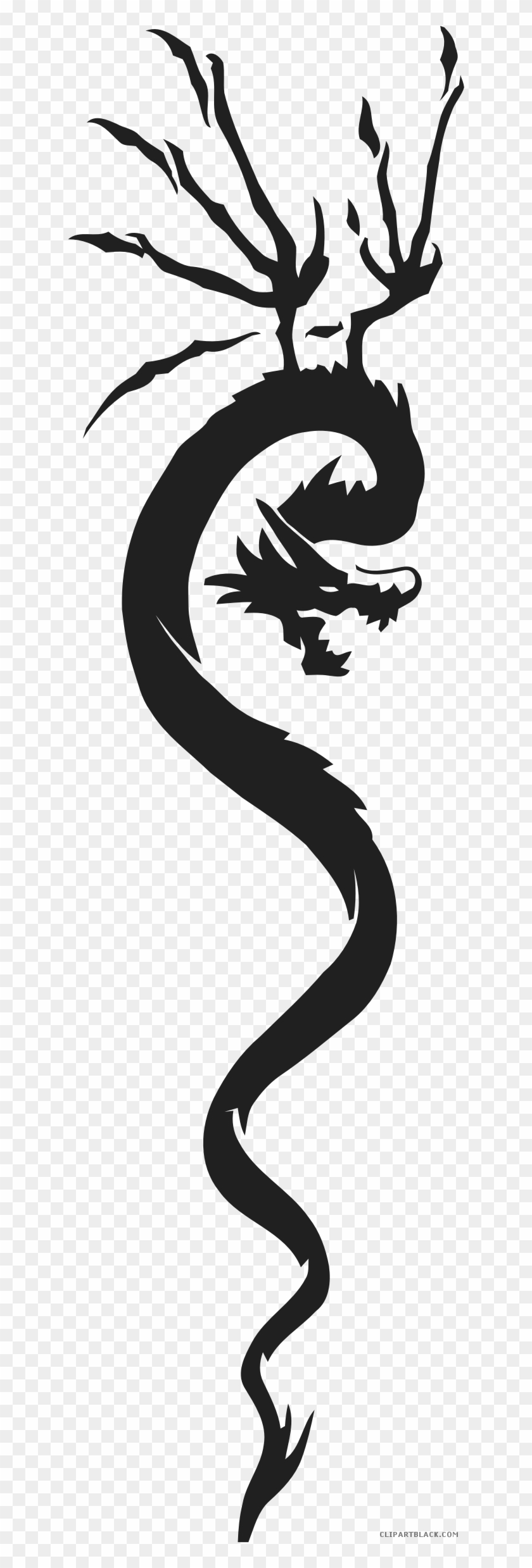 Tribal Dragon Animal Free Black White Clipart Images - Dragon Vector #740553