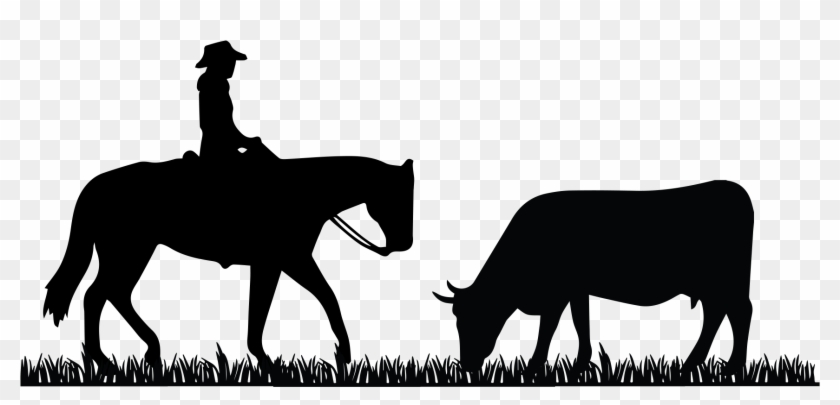 Beef Steer Clip Art Download - Cowboy On Horse Silhouette #741057