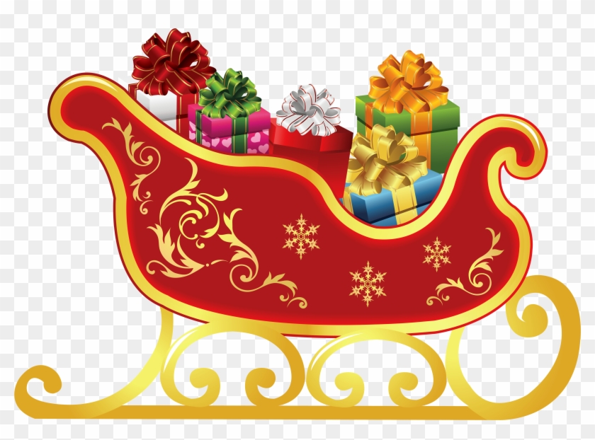 Blue Clipart Sled - Christmas Sleigh Clipart #741233