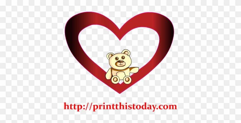 Teddy Bear Sitting Inside A Heart Clip Art - Teddy Bear Inside Heart #741526