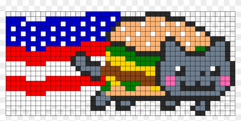 American Nyan Cat Perler Bead Pattern 175596 - Pixel Art Nyan Cat #742339