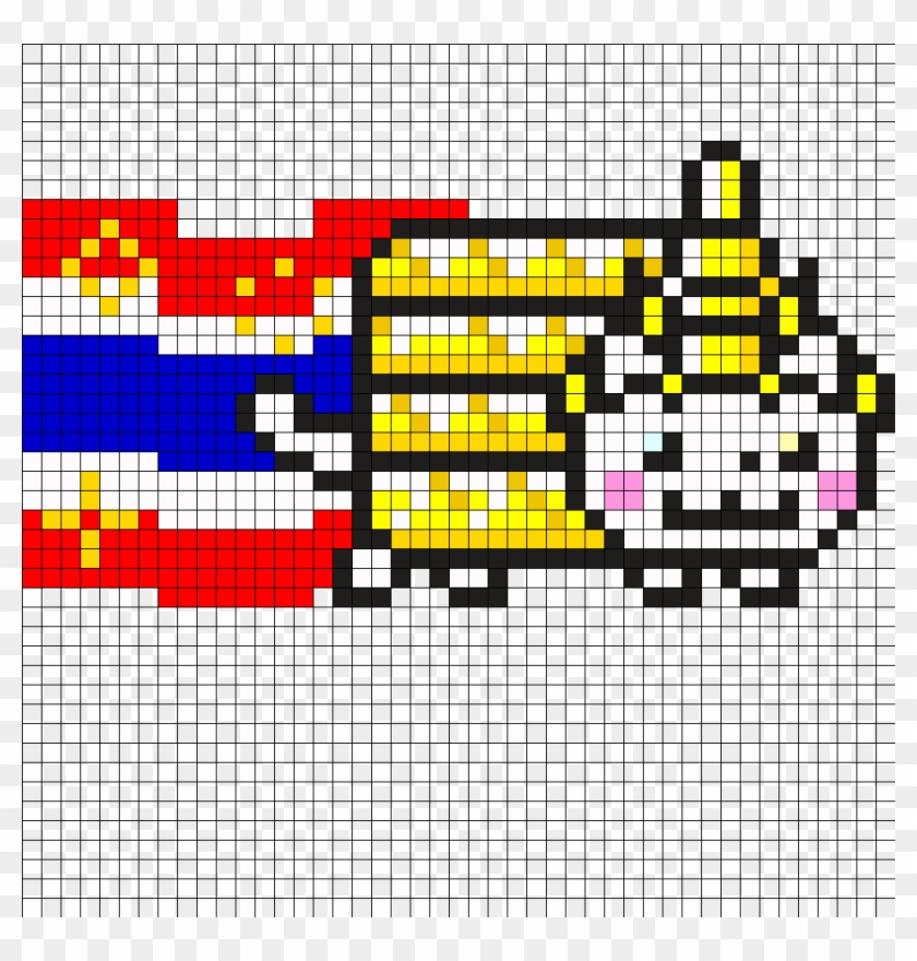 Thailand Nyan Cat By Rainbowpopcorn On Kandi Patterns - Nyan Cat On Graph Paper #742427