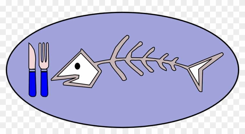 Fish Skeleton Cartoon 4, - Sea Food Clip Art #743312