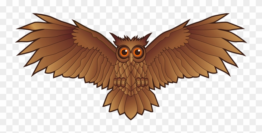 Free Owl Spread Wings Clip Art - Bird With Wings Clipart #743310
