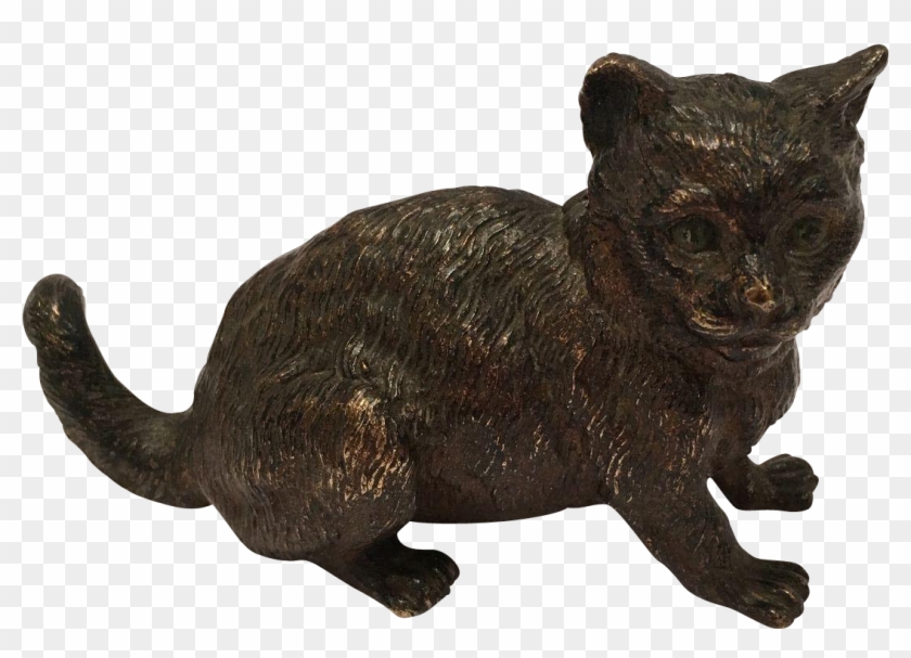 Antique Cold Painted Vienna Bronze Cat Marked 'geschutzt' - Bronze #743521