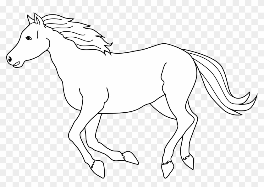 Galloping Horse Coloring Page - White Horse Clipart Png #744481