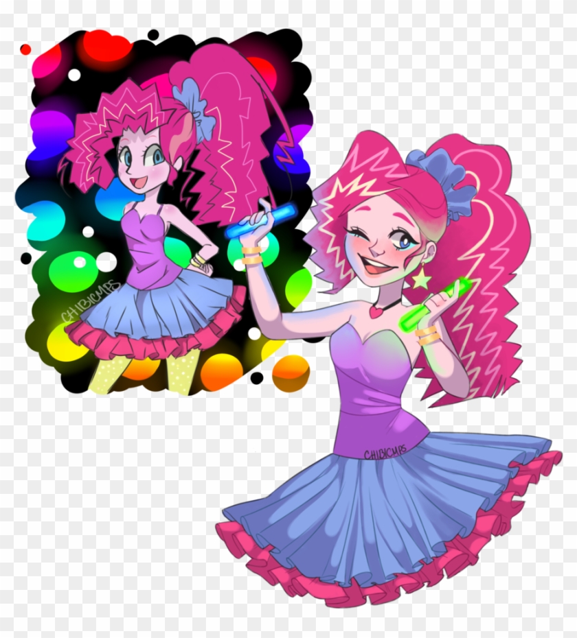 Chibicmps, Clothes, Dress, Equestria Girls, Glowstick, - Pinkie Pie #744573