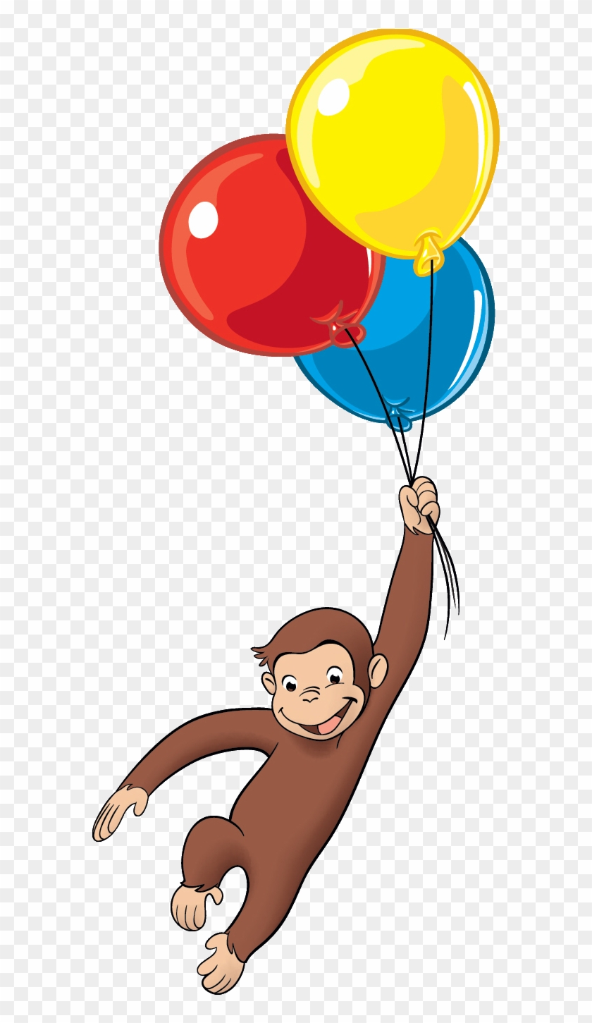 Curious George With Balloons Clipart #744829
