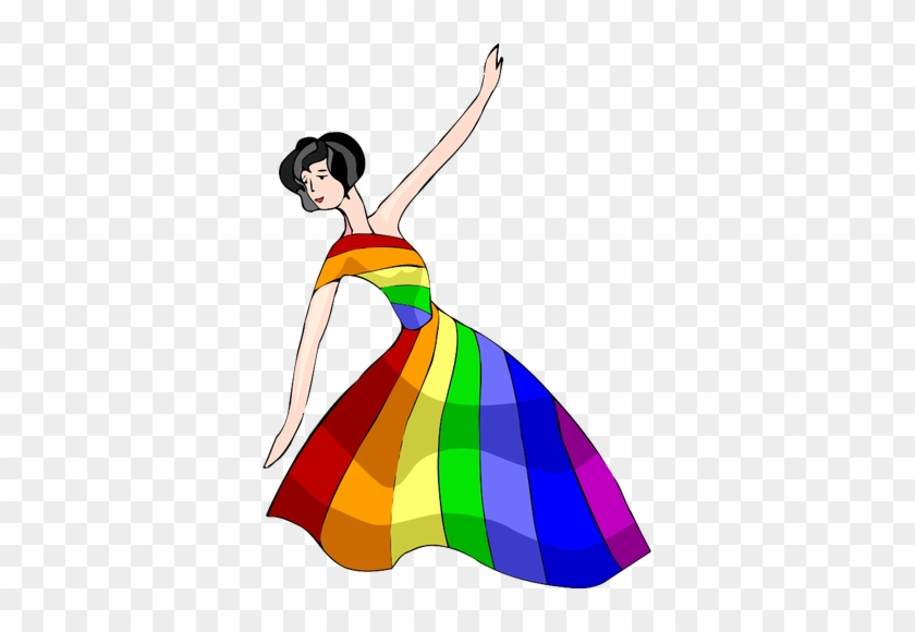 Lgbt Performer - Dancing Woman In Rainbow Dress Mugs #745297
