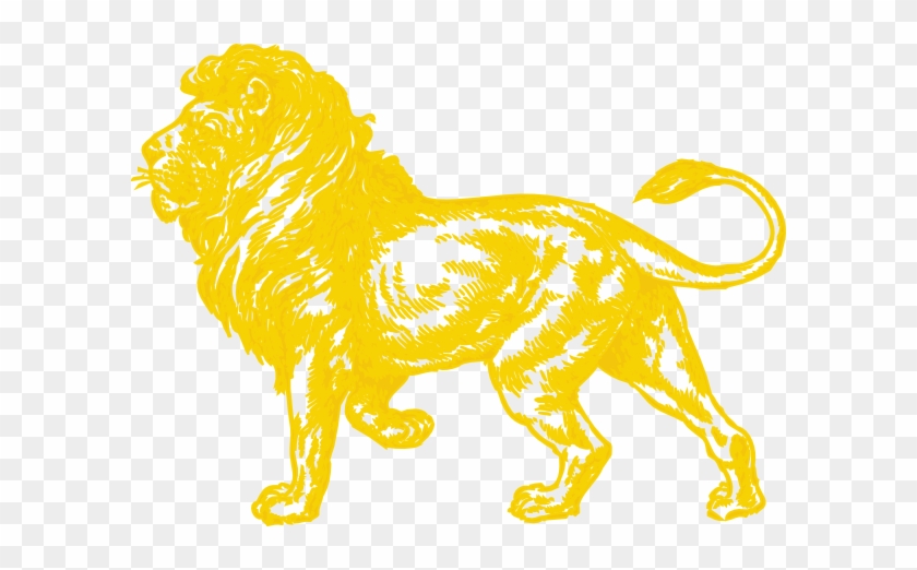 Lion In Gold Clip Art At Clker - Blue And Gold Lion #745343