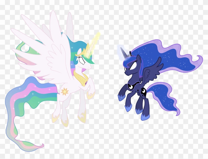 Celestia's Crown Is Knocked Off When Chrysalis Defeats - Celestia And Luna Angry #745363