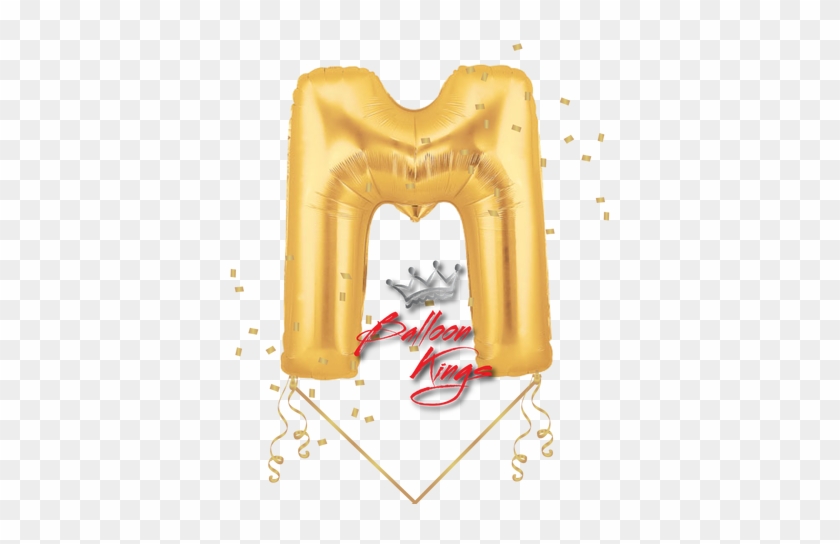 Gold Letter M - 14'' Gold Megaloon Letter M Foil Balloon, Air-fill #745373