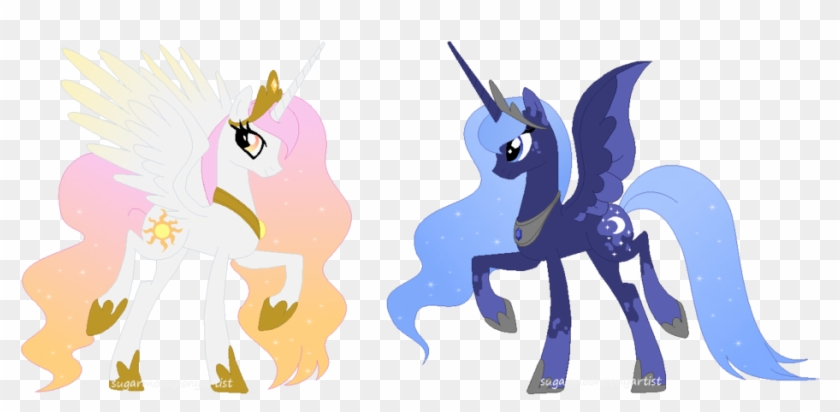 Princess Celestia And Princess Luna By Sugarmoonponyartist - Ponys Bases Princesa #745382