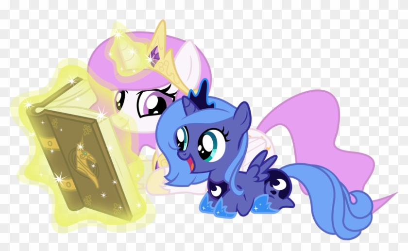 Sandra626, Book, Cewestia, Crown, Cute, Filly, Magic, - My Little Pony Princess Luna And Princess Celestia #745463