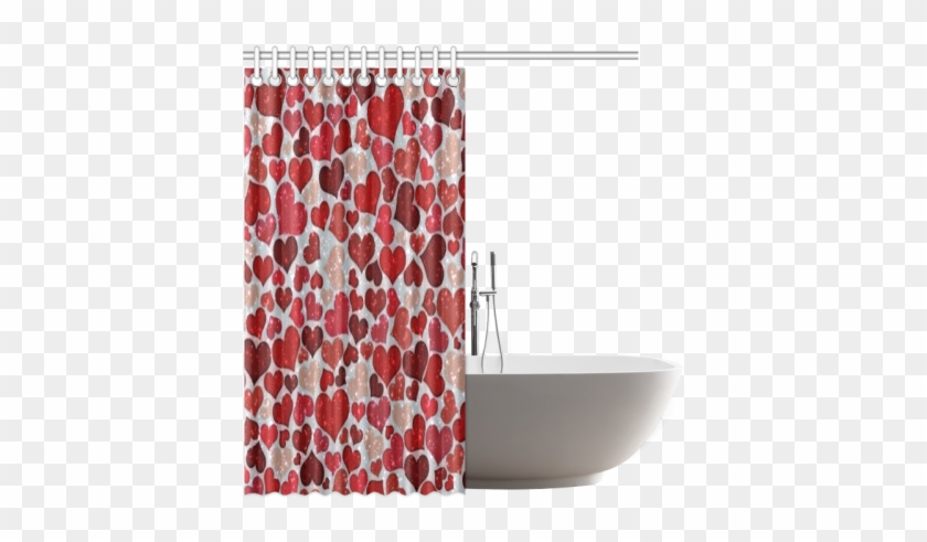 Sparkling Hearts, Red Shower Curtain - Curtain #745778