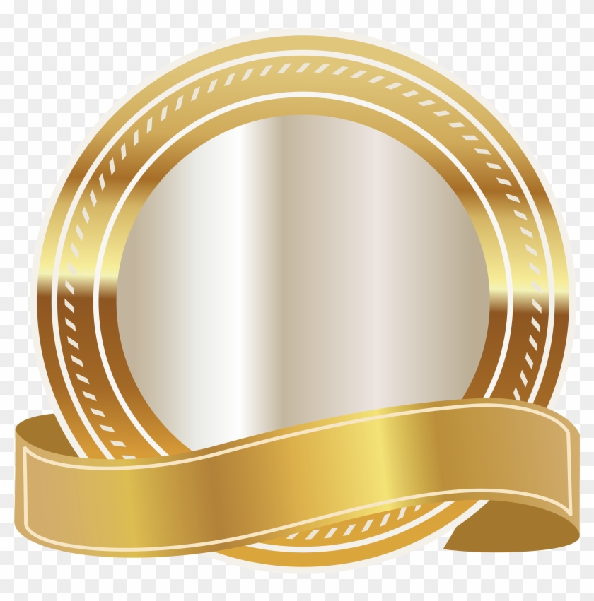 Gold Seal With Gold Ribbon Png Clipart Image - Gold Banner Ribbon Png #746006