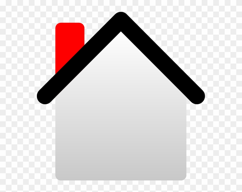 Clip Art 2d Gray House With Black Roof And Red Chimney - House Clip Art #746061