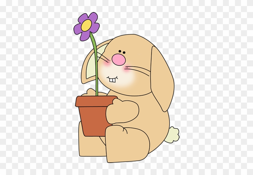 Bunny Flower Pot - Bunny And Flower Clip Art #747085