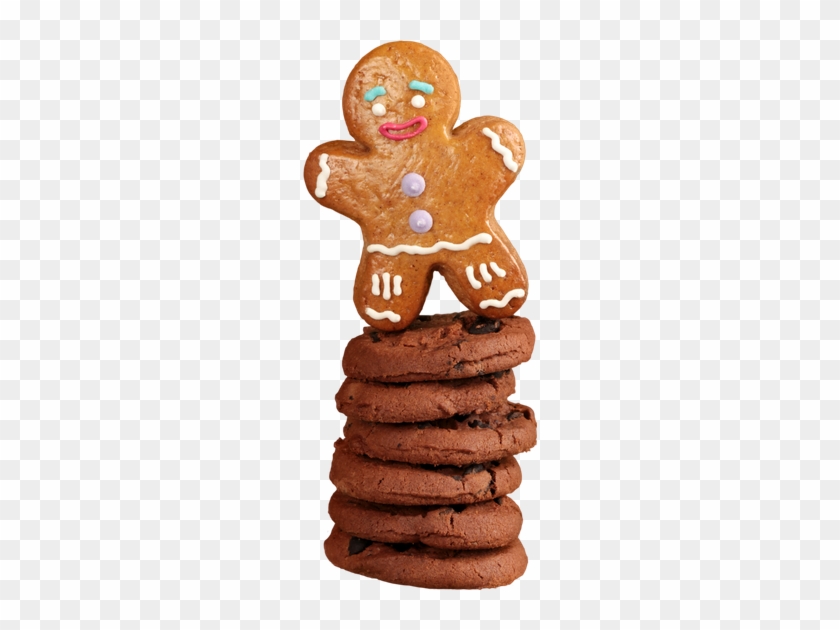Gingerbread Man On A Pile Of Chocolate Cookies - Gingerbread Workshop #747174