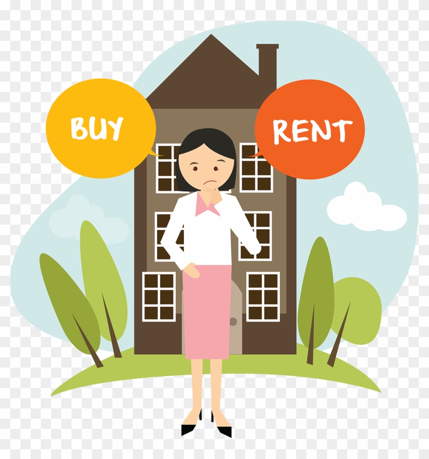 Woman Choosing Between Buying Or Renting A Home - Buy A Home Drawing #747206