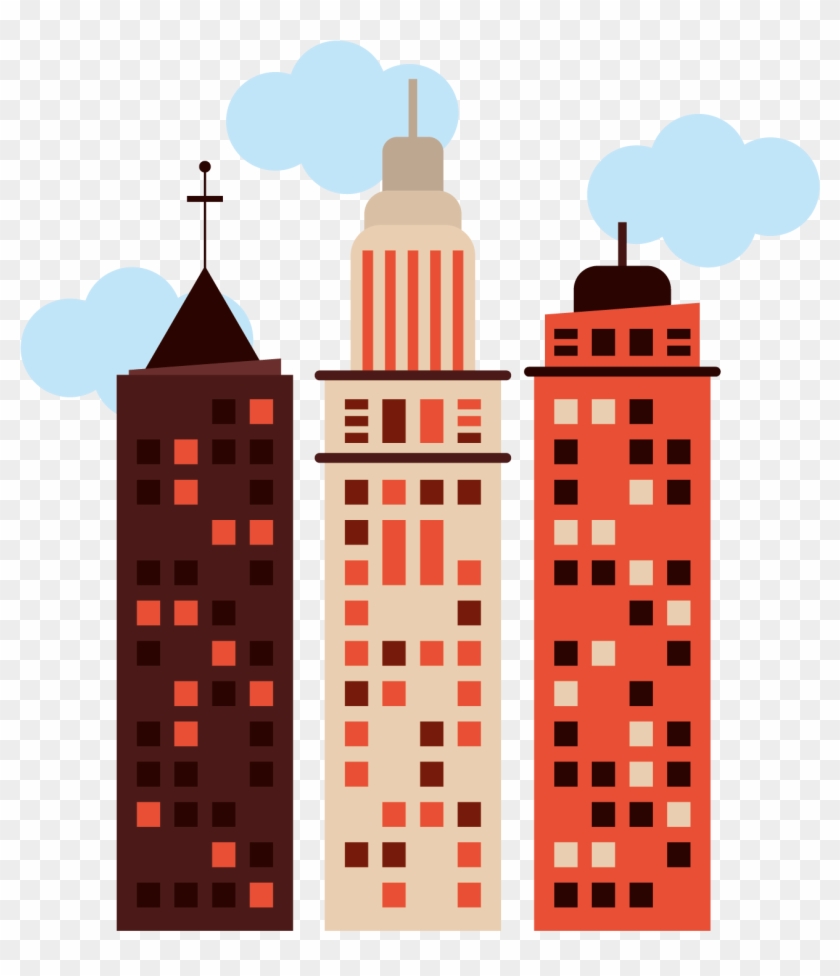 The Architecture Of The City Cartoon Illustration - Building Png Flat Design  - Free Transparent PNG Clipart Images Download