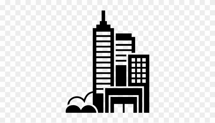 Modern City Towers Buildings Group Vector - Buildings Png Black And White #747496