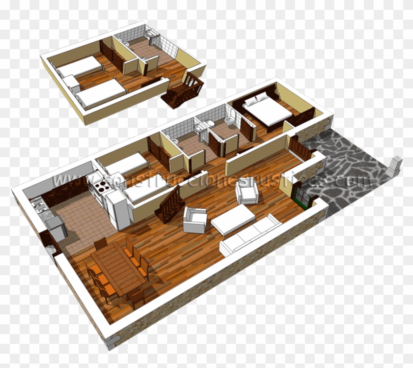 3d De Distribución De Casa Rústica De Piedra Con Bajo - Distribucion De Casas Pequeñas #747965