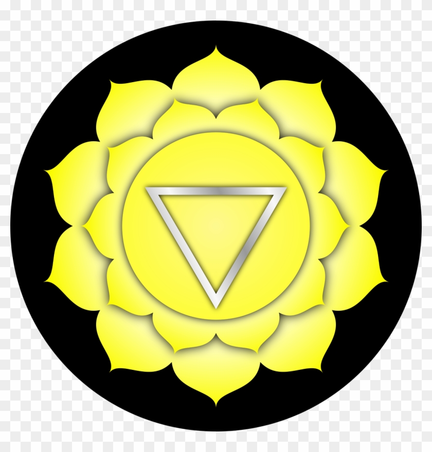 Solar Plexus Chakra Flower, Yellow With Black Background - Solar Wisdom Symbol #748001