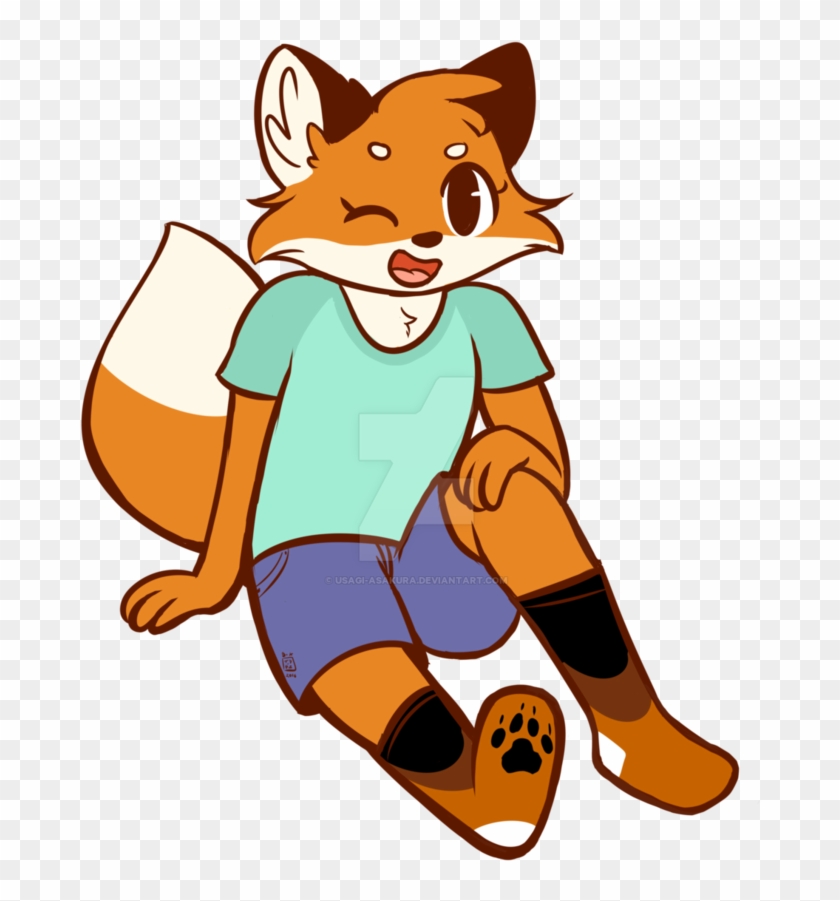 A Fox Wearing Socks By Usagi-asakura - Illustration #748169