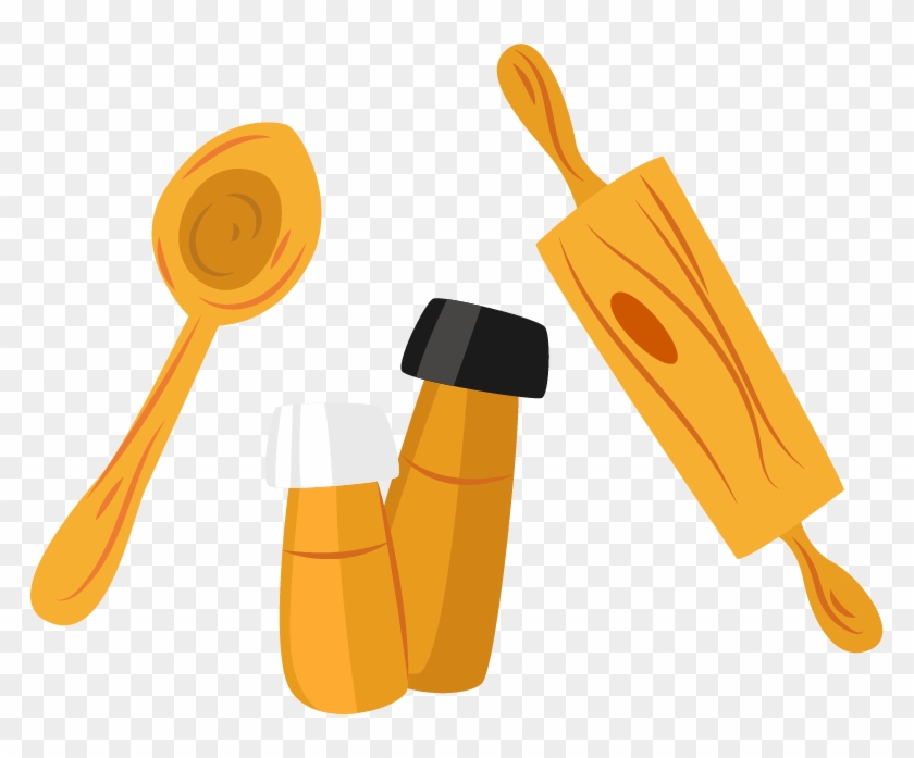Wooden Spoon Rolling Pin Vector Material Ingredients - Rolling Pin Cartoon Transparent Png #748645