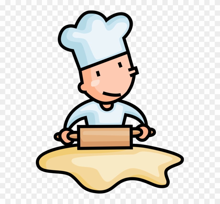 Vector Illustration Of Retail Bakery Baker Rolls And - Chef Baking Clipart #748674